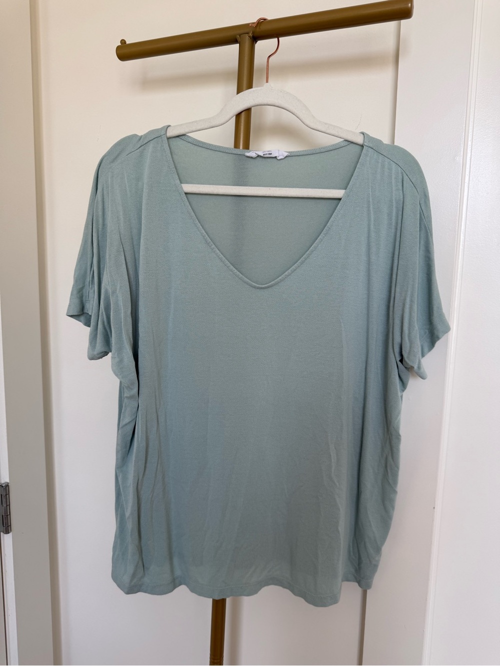 Double Zero Light Sage V-Neck Women's Top